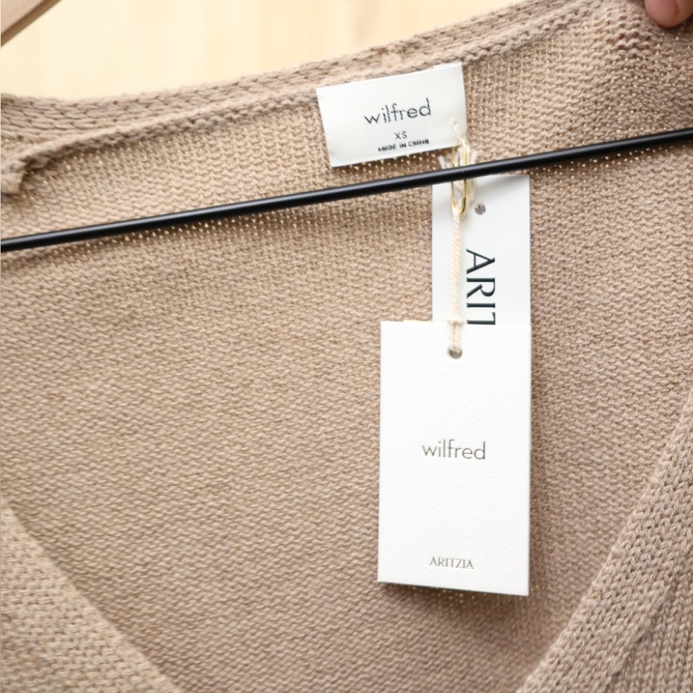 NWT Aritzia Wilfred Basque Wool Cardigan Oatmeal XS - Picture 4 of 4